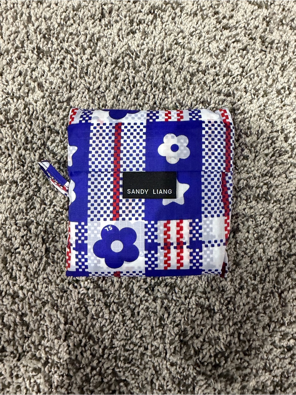 Sandy Liang x Baggu Market Plaid Blue Standard Reusable Bag - Picture 1 of 1